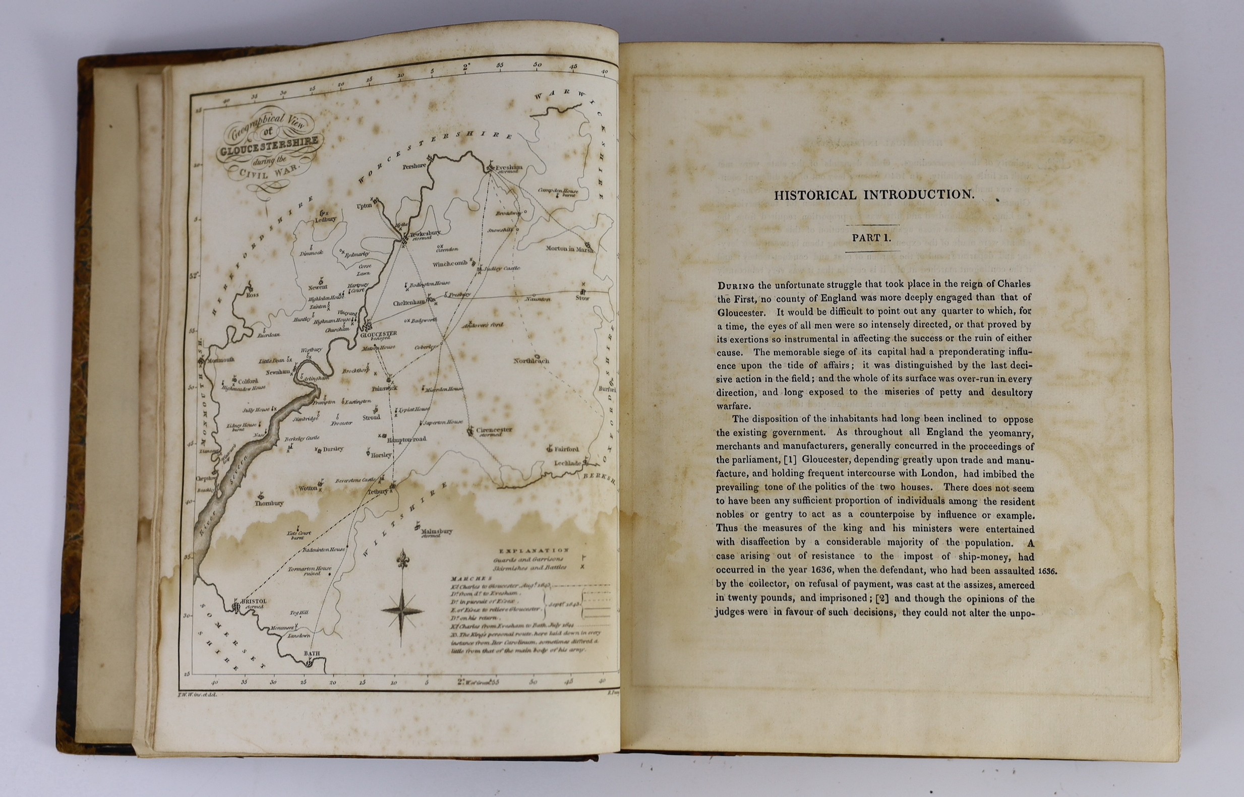 GLOUCESTERSHIRE: Washbourne, John, editor - Bibliotheca Gloucestrensis: a collection of scarce and curious tracts ... illustrative of, and published during the Civil War ... 3 plates, a map